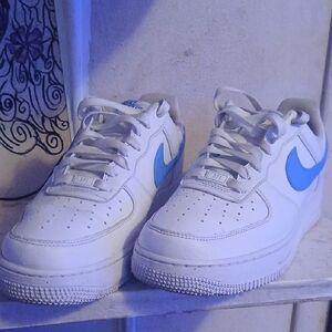 Womens White and Blue Air Force 1s